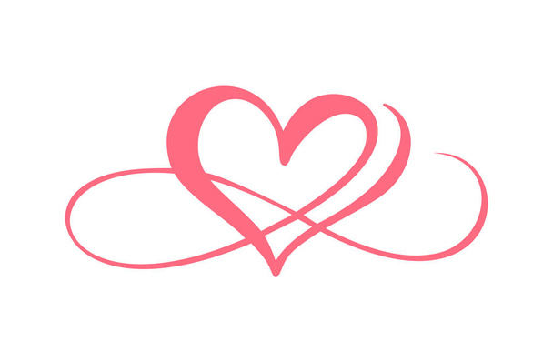 heart love Logo mit Unendlichkeitszeichen. Design florieren Element für Valentinskarte. Vektorillustration. romantische Symbolhochzeit. Vorlage für T-Shirt, Banner, Poster - Vektor, Bild