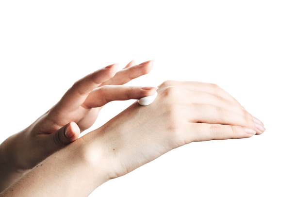 ženy ruce izolovat, nanášení krému, masáže - Fotografie, Obrázek