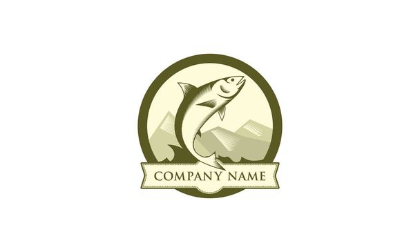 Balıkçılık işi için illüstrasyon ve klasik logo. - Vektör, Görsel
