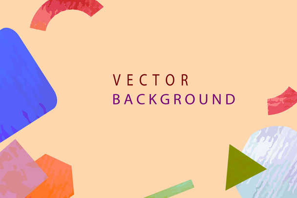 background with geometric shapes with multicolored watercolor texture. Modern vector illustration isolated on a light pink background with place for your text. For web, printing on cards, packaging - Vektor, kép