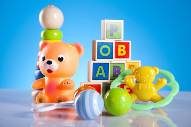 Closeup of colorful children toys - Фото, зображення
