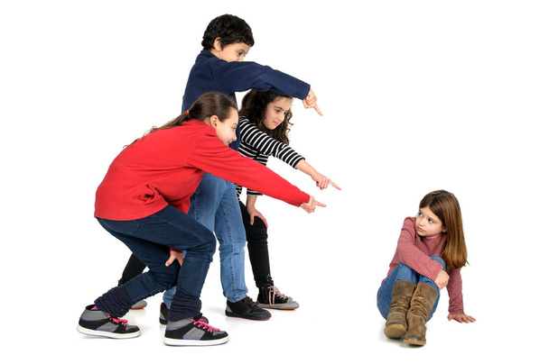 Group of children bullying an isolated child - Foto, immagini
