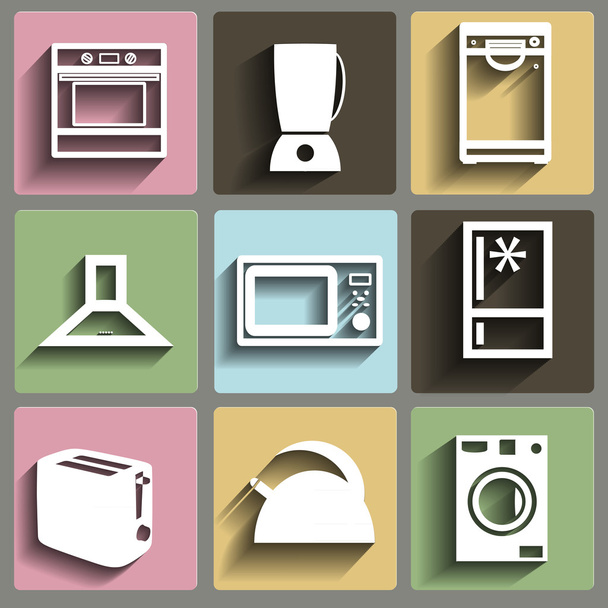 Kitchen and house appliances icons set - Vector, Image