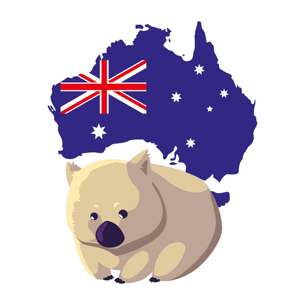 wombat s mapou Austrálie v pozadí - Vektor, obrázek