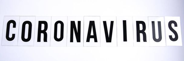 Banner Η λέξη Coronavirus σε λευκό φόντο - Φωτογραφία, εικόνα