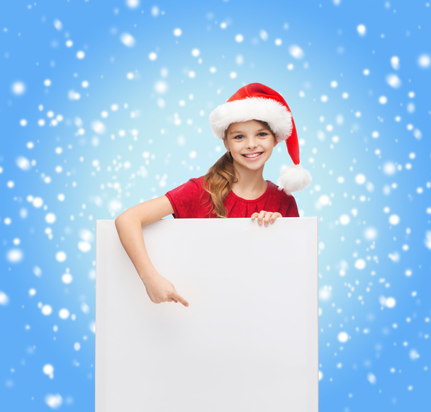 Woman in santa helper hat with blank white board - Foto, Bild