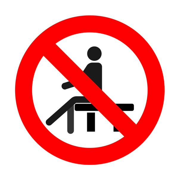 απαγορευτικό σήμα κάθεται κάτω, δεν συνεδρίαση, να καθίσει στην επιφάνεια - Διάνυσμα, εικόνα