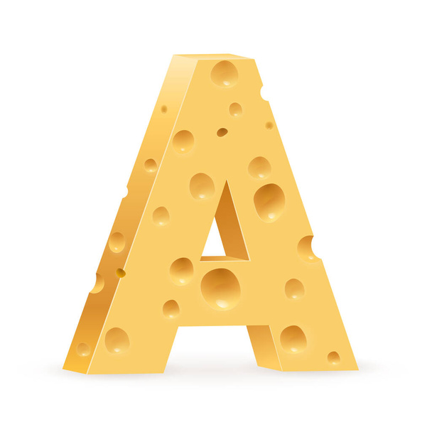 Cheese font A letter. Illustration on white - Фото, зображення