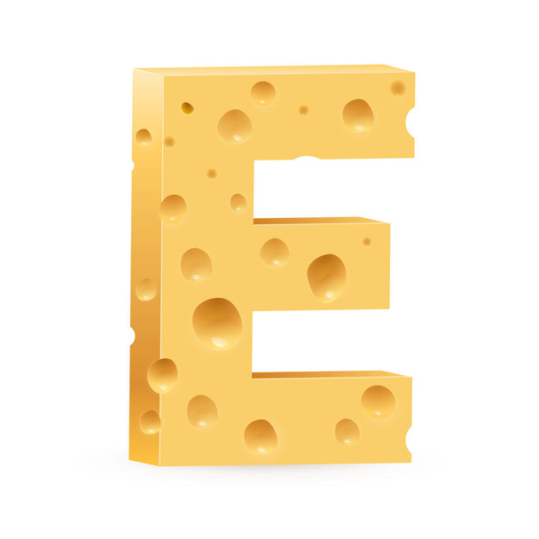 Cheese font E letter. Illustration on white - 写真・画像