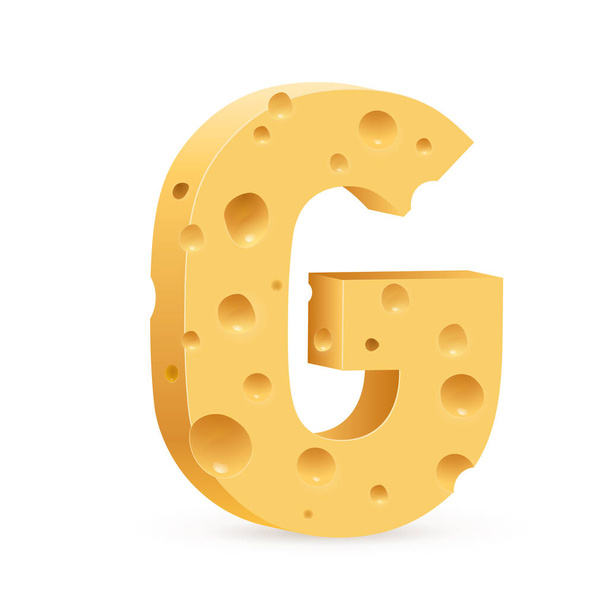 Cheese font G letter. Illustration on white - Фото, зображення