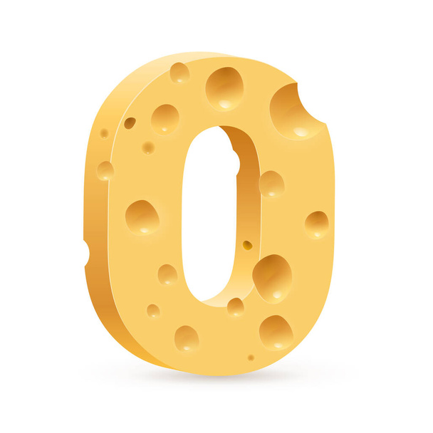 Cheese font O letter. Illustration on white. - Foto, afbeelding