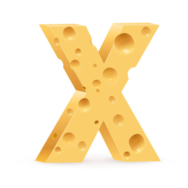 Cheese font X letter. Illustration on white. - Foto, imagen