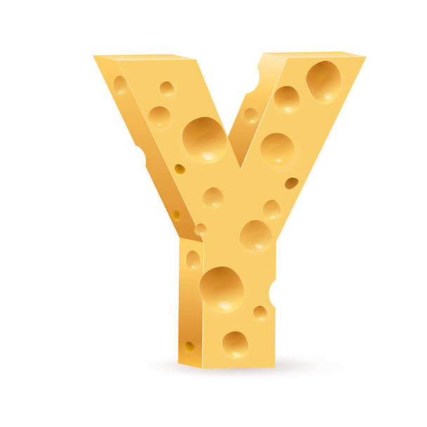Cheese font Y letter. Illustration on white. - Photo, image