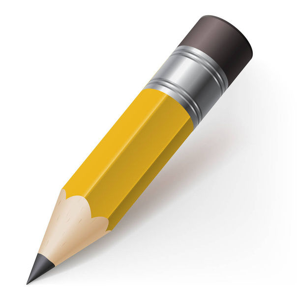 Realistic pencil icon. Illustration on white background - 写真・画像