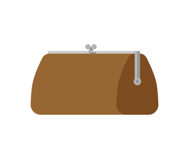 Retro geschlossene Brieftasche isoliert. alte Handtasche. Vektorillustration - Vektor, Bild