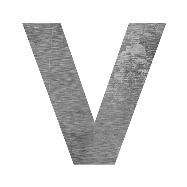 v letter capital texturing metal - Фото, изображение