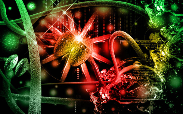 Digital illustration of synapse in colour background 	 - Zdjęcie, obraz