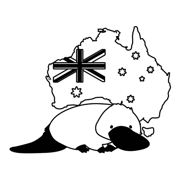 platypus with map of australia in the background - Vektör, Görsel