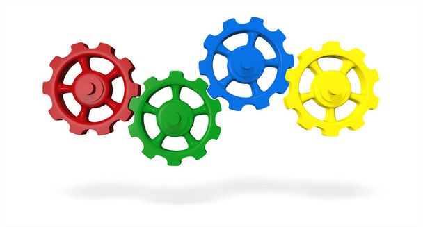 colorful gears - green red blue yellow 7 - Foto, Imagem