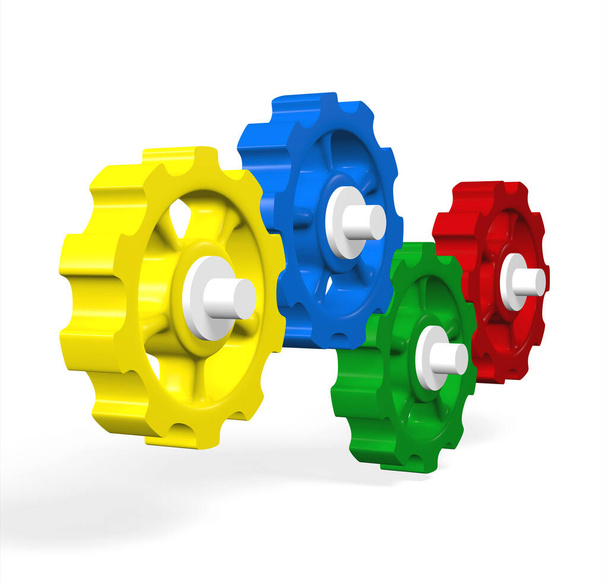 colorful gears - green red blue yellow 8 - Photo, image