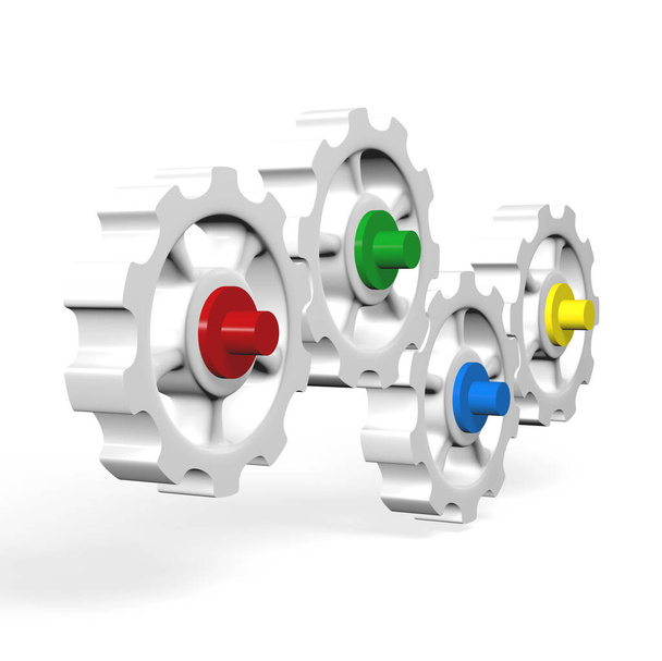 colorful gears - green red blue yellow 10 - Photo, image