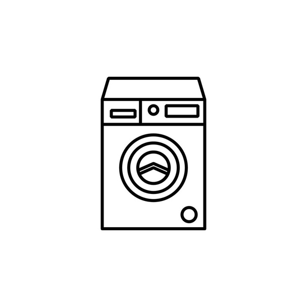 máquina de lavar roupa, ícone de linha de família no fundo branco
 - Vetor, Imagem