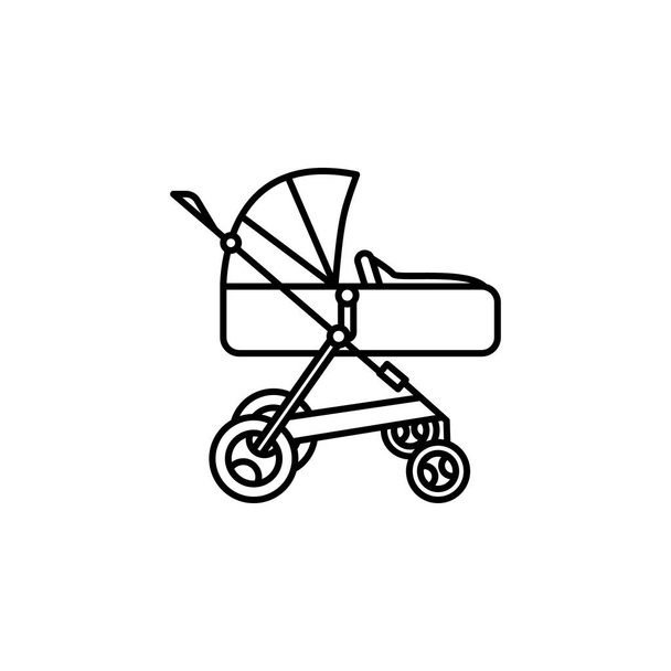 kinderwagen, familie lijn pictogram op witte achtergrond - Vector, afbeelding