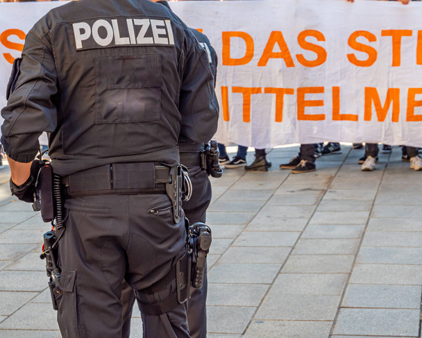 Police officers at a demonstration in Germany - 写真・画像