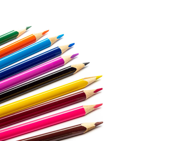 Colored pencils isolated on white background - Photo, Image