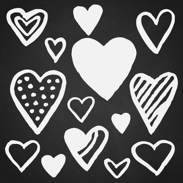 Valentine hand drawn hearts set - Wektor, obraz
