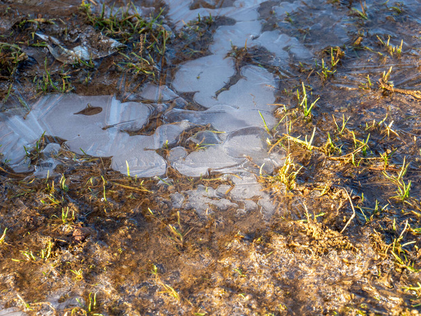 Bevroren grond in een weiland - Foto, afbeelding