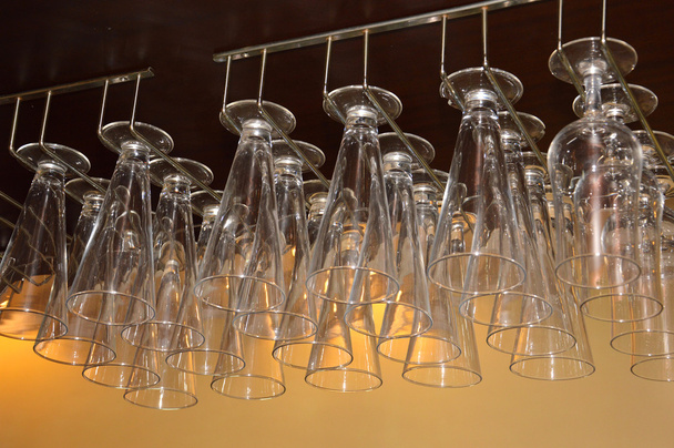 glasses hanging in the bar - Fotoğraf, Görsel
