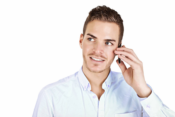 portrait of a beautiful young man with cell phone - Photo, Image