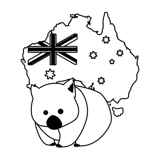 wombat con mapa de australia en el fondo
 - Vector, imagen
