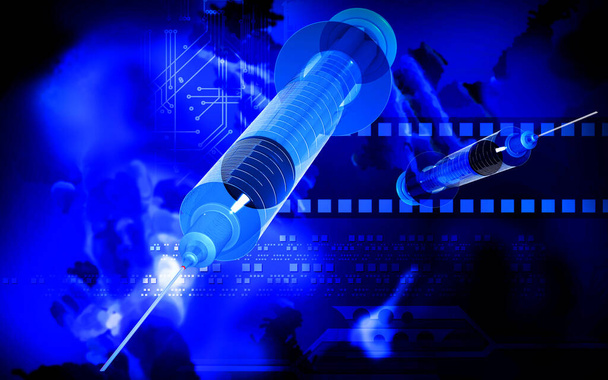 Digital illustration   of syringe in colour background	 - Photo, image