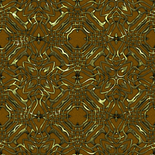 Luxury regal seamless pattern with gold mesh ornament in style of fashion on colorful fabric background. Design for wallpapers and textile print. Luxurious glossy metalwork fantasy texture. - Zdjęcie, obraz