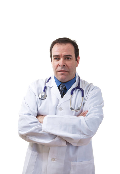 A middle aged doctor on a white background - Foto, Bild