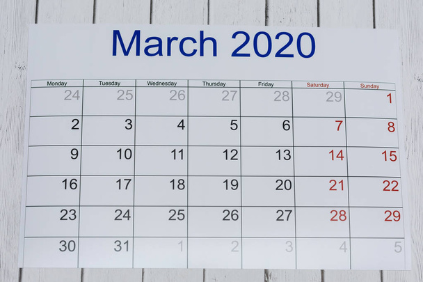 Calendar for March 2020. Plans for the new year. - Valokuva, kuva