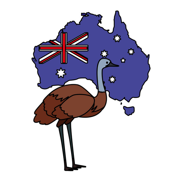 emu con mapa de australia en el fondo
 - Vector, imagen