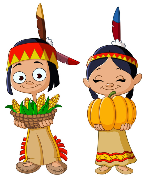 amerikai indián gyerekek - Vektor, kép