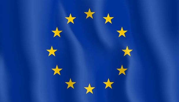 Флаг Европейского Союза, размахивающий флагом ЕС на векторной иллюстрации
 - Вектор,изображение