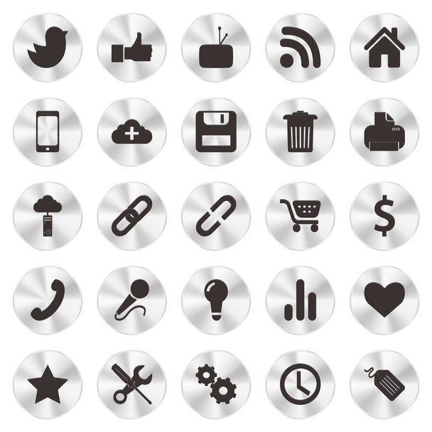 Social Web aluminium Icons, Zip includes 300 dpi JPG, Illustrator CS, EPS10. Vector with transparency. - Foto, imagen