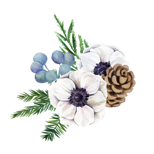 Watercolor floral arrangement, hand drawn vector image - Vector, imagen