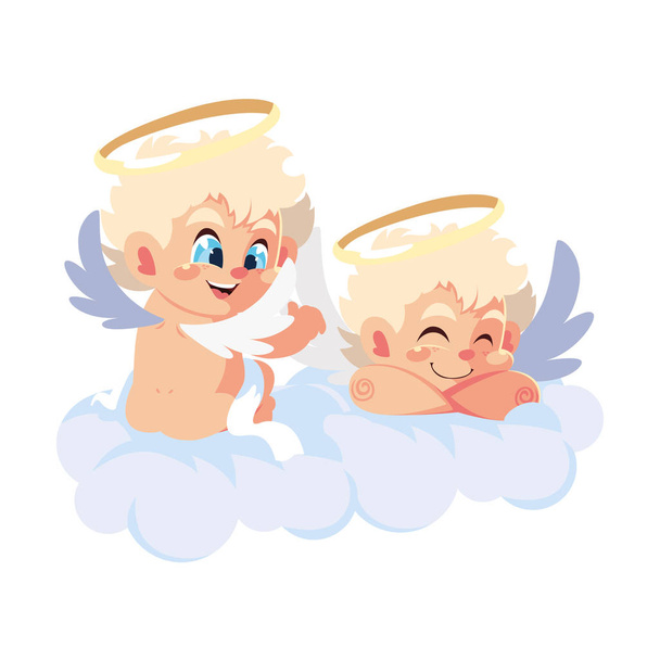 anges Cupidon mignon dans différentes poses sur fond blanc
 - Vecteur, image