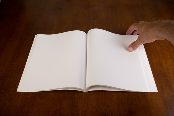 üres fehér könyv vagy magazin kézzel - Fotó, kép