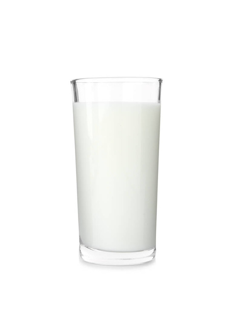 Glass of fresh milk isolated on white - Photo, Image