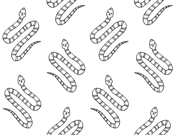 Vector seamless pattern of hand drawn doodle sketch snake isolated on white background - ベクター画像