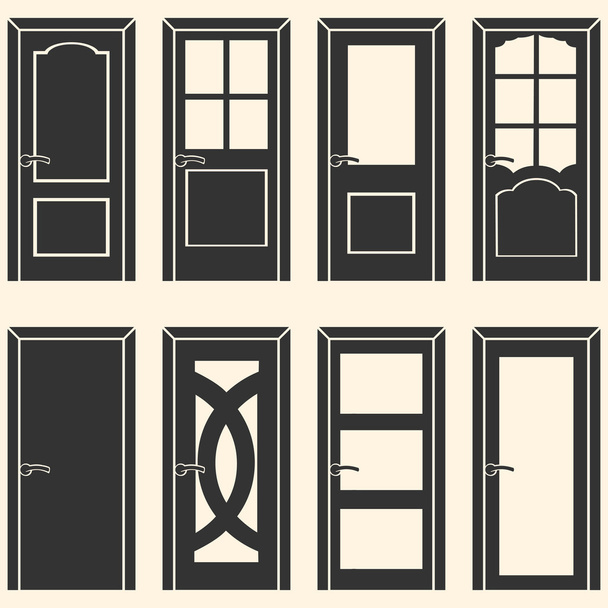 Conjunto vectorial de 8 iconos de puerta
 - Vector, Imagen