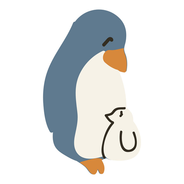 Imádnivaló Lineless Cartoon Penguin Chick Clip Art. Sarkvidéki Állatvédő Ikon. Kézzel rajzolt kawaii Polar Bird motívum Illusztráció Doodle lapos színben. Elszigetelt baba, óvoda és karácsonyi madár. Vektor. - Vektor, kép