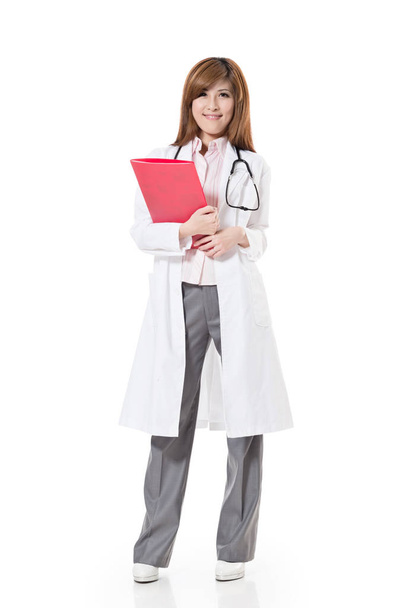 Asian medicine doctor, full length portrait isolated on white background. - Foto, Bild